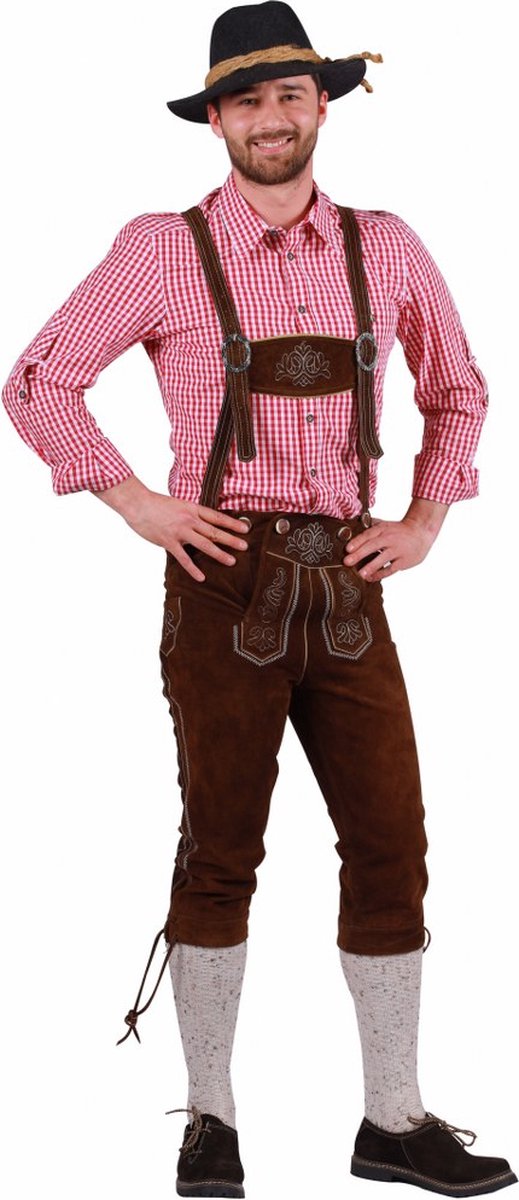 Lederhose 3/4 lang Ulrich, Donkerbruin maat 50