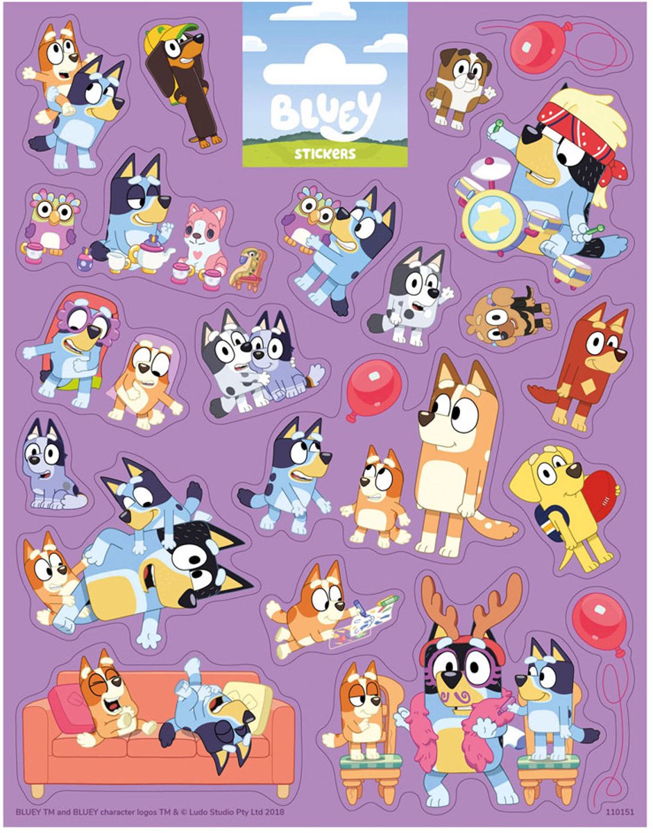 Stickervel Groot Bluey