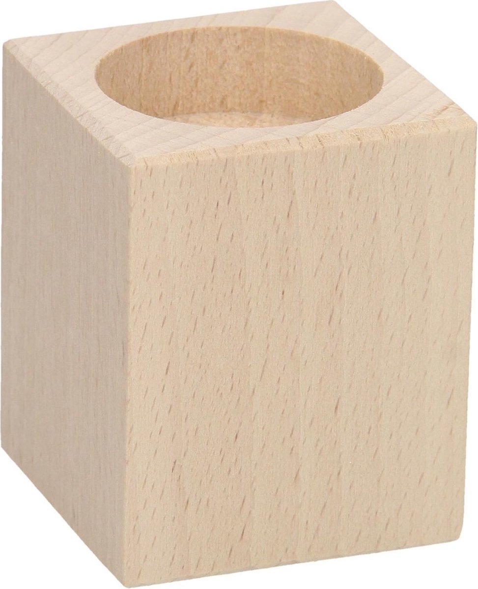 Waxinelichthouder vierkant beukenhout, 7cm