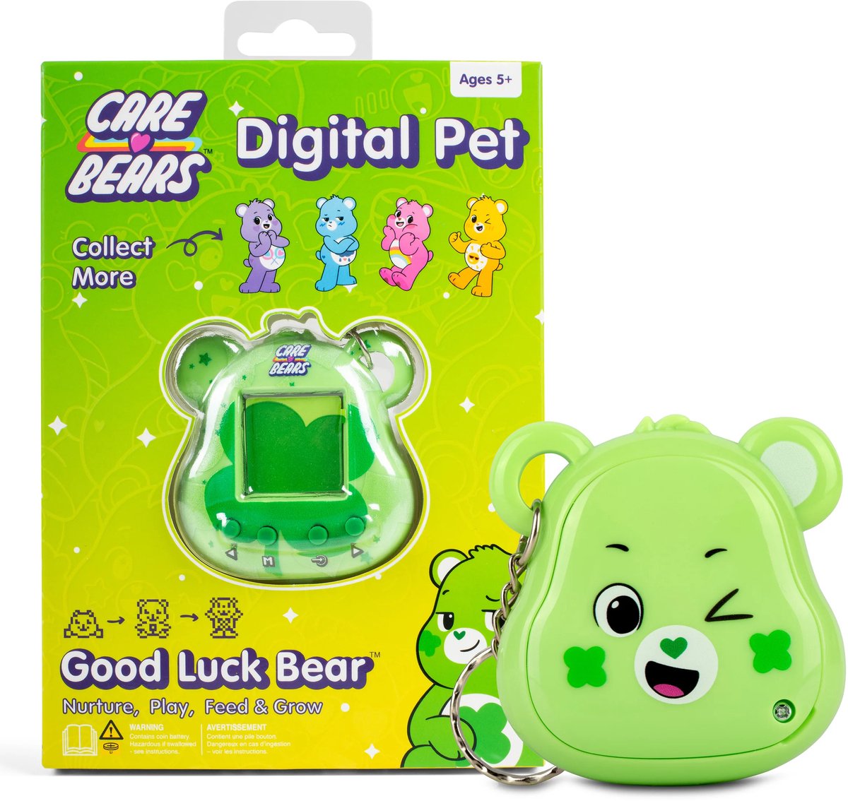 Good Luck Bear - Care Bears digital pet - sleutelhanger met interactieve virtuele Troetelbeer - mini games