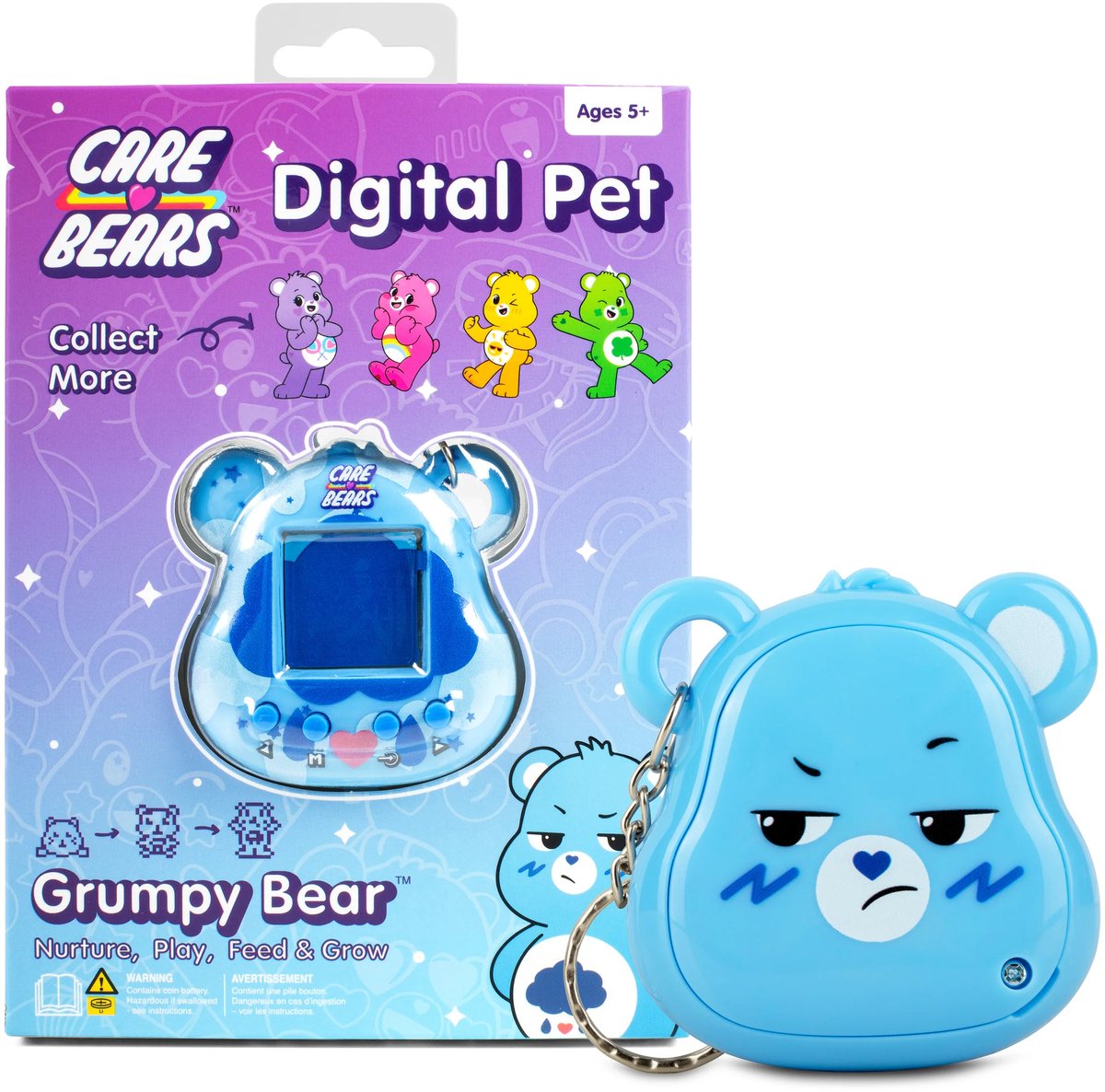Grumpy Bear - Care Bears digital pet - sleutelhanger met interactieve virtuele Troetelbeer - mini games