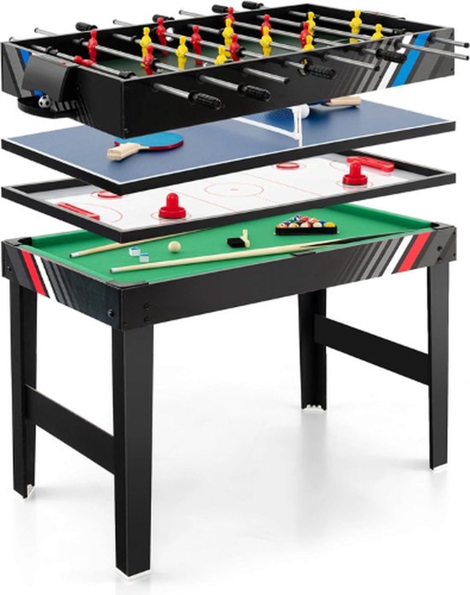 4 in 1   – Airhockeytafel – Voetbaltafel – Pooltafel – Pingpongtafel – Multifunctioneel – Inclusief Accessoires – Volledige Set – Hoge Kwaliteit