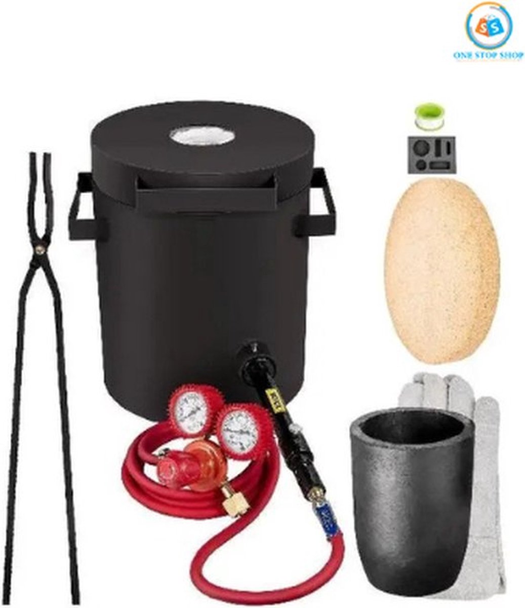 Luxe Smeltoven – Smeedoven – Smelt Oven Metalen – Edelmetaal – Gas – Inclusief Accessoires – 2kg – Zwart