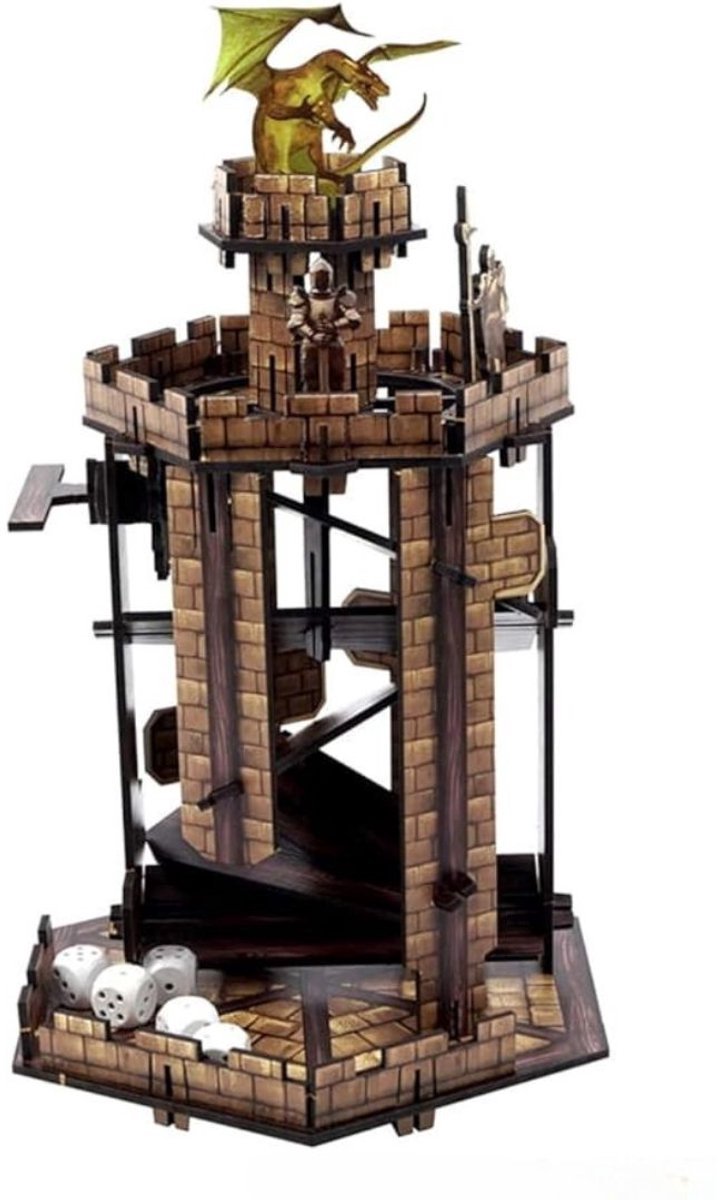 Thuys – Dice Tower – Dobbeltoren – Dobbelsteen Toren – 21 x 18 x 25cm – Bruin