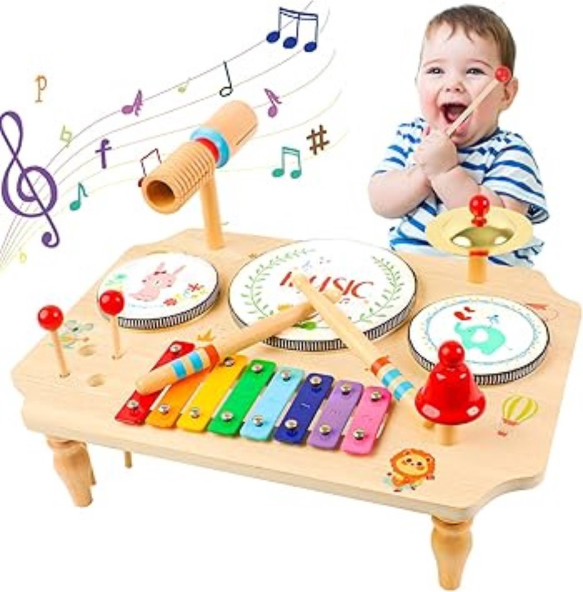 Thuys – Drumstel Voor Kinderen – Kinder – Speelgoed Drumstel – 31 x 15 x 15cm – Natuurlijk