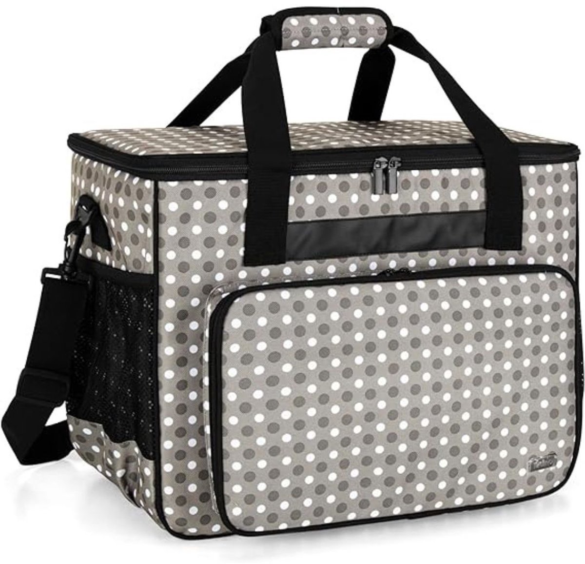 Thuys – Naaimachine Tas – Voor Beginners – Mini – Met Voetpedaal – 42cm x 22xm x 32cm – Grijze Stippen