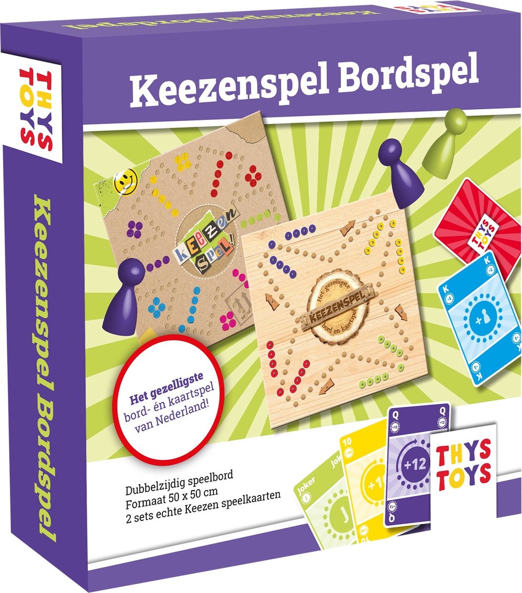 Keezenspel - Houtlook - Keezen bordspel - Dubbelzijdig - Keezen - 2 tot 6 Spelers - 50 x 50 cm