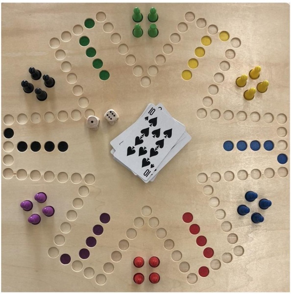 Spel Keezen de luxe - 2 tot 6 pers dubbelzijdig houten speelbord - ThysToys keezenspel