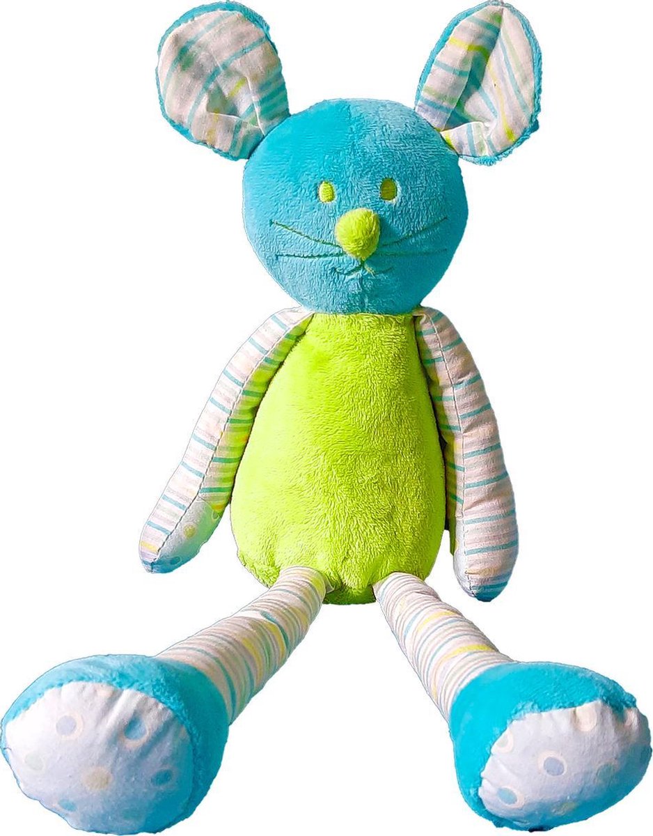 Tiamo - Knuffel muis Blauw / Groen