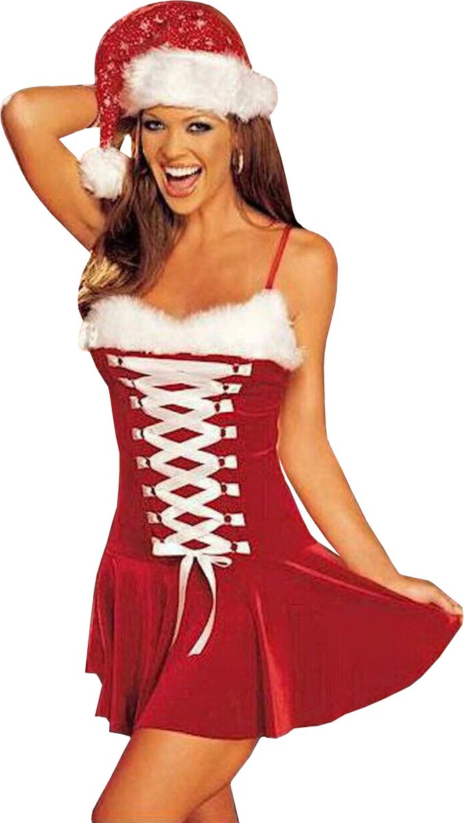 Tibri - Kerstjurkje 122 - Kerstjurk Buckles - Maat L - Sexy - Kerstjurkjes - Kerstpakje - Sexy kerstpakje - Sexy kerstkostuum