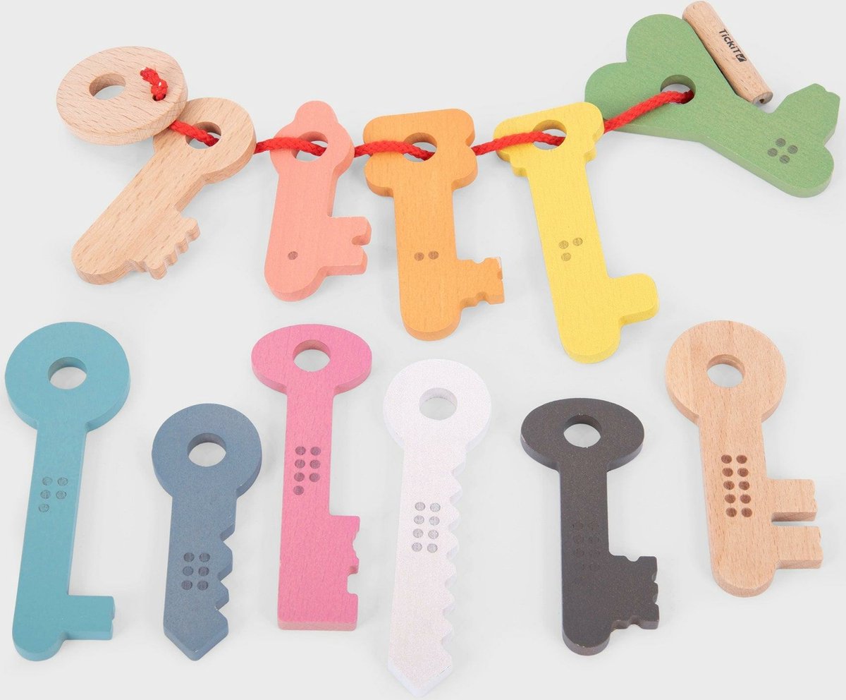 TickiT houten regenboog sleutels educatief speelgoed - motoriek.