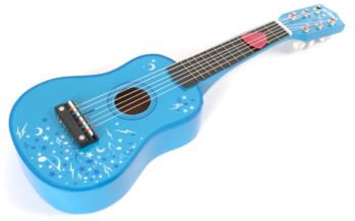 Tidlo blauwe houten gitaar