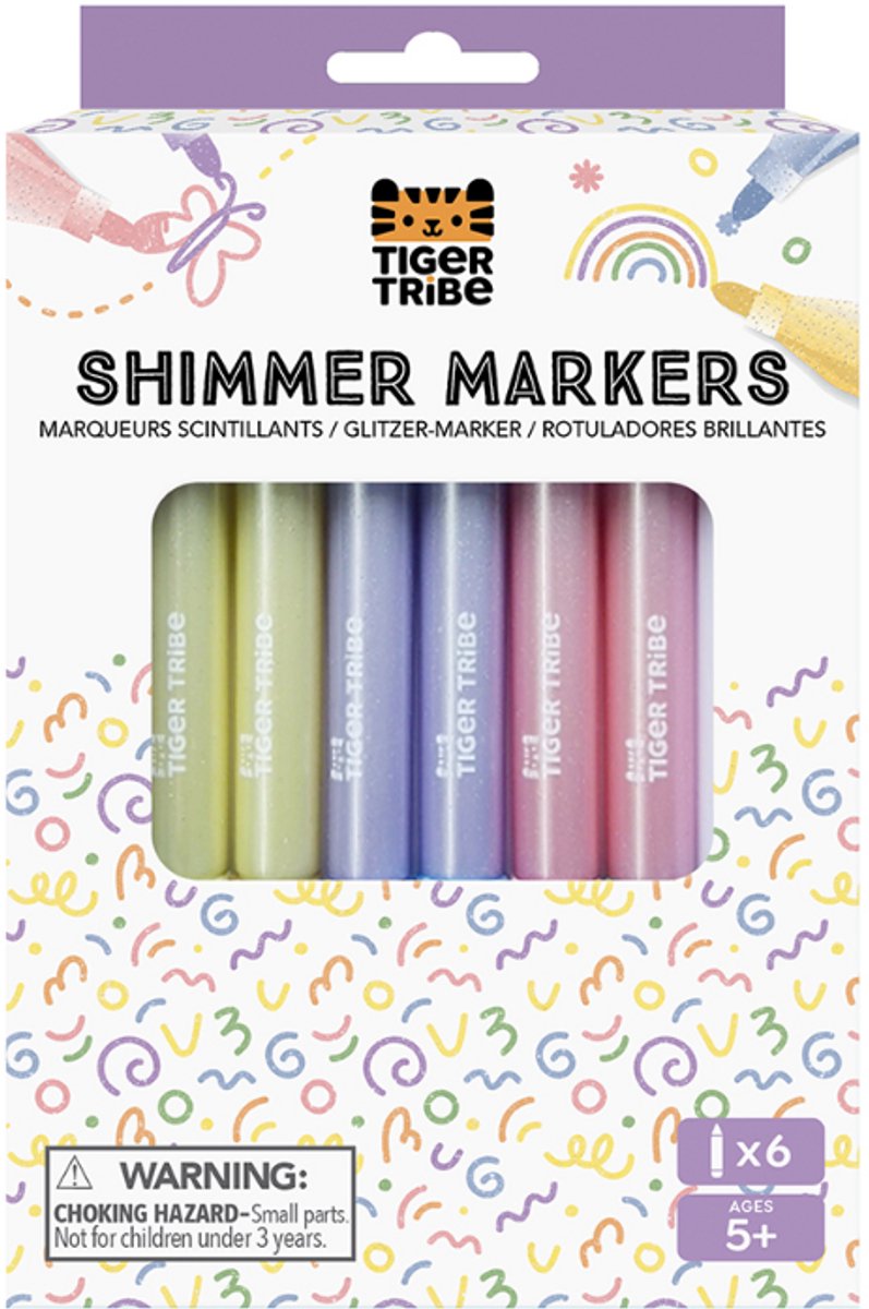 Tiger Tribe shimmer markers set voor creatief knutselen en tekenen.