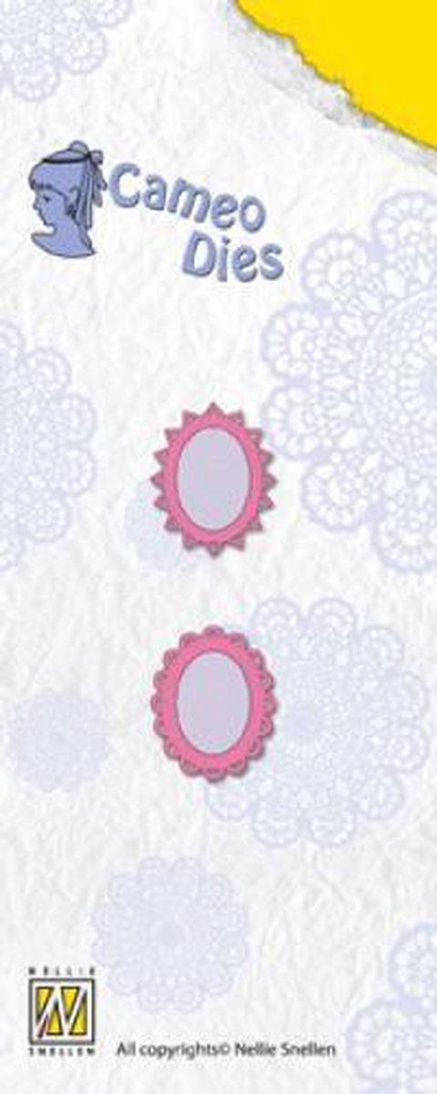 CAD005 - Small set 2 star-flower - 2 mini snijmallen fotokader ovaal - scalloped en kartel - klein 18 x 22 mm