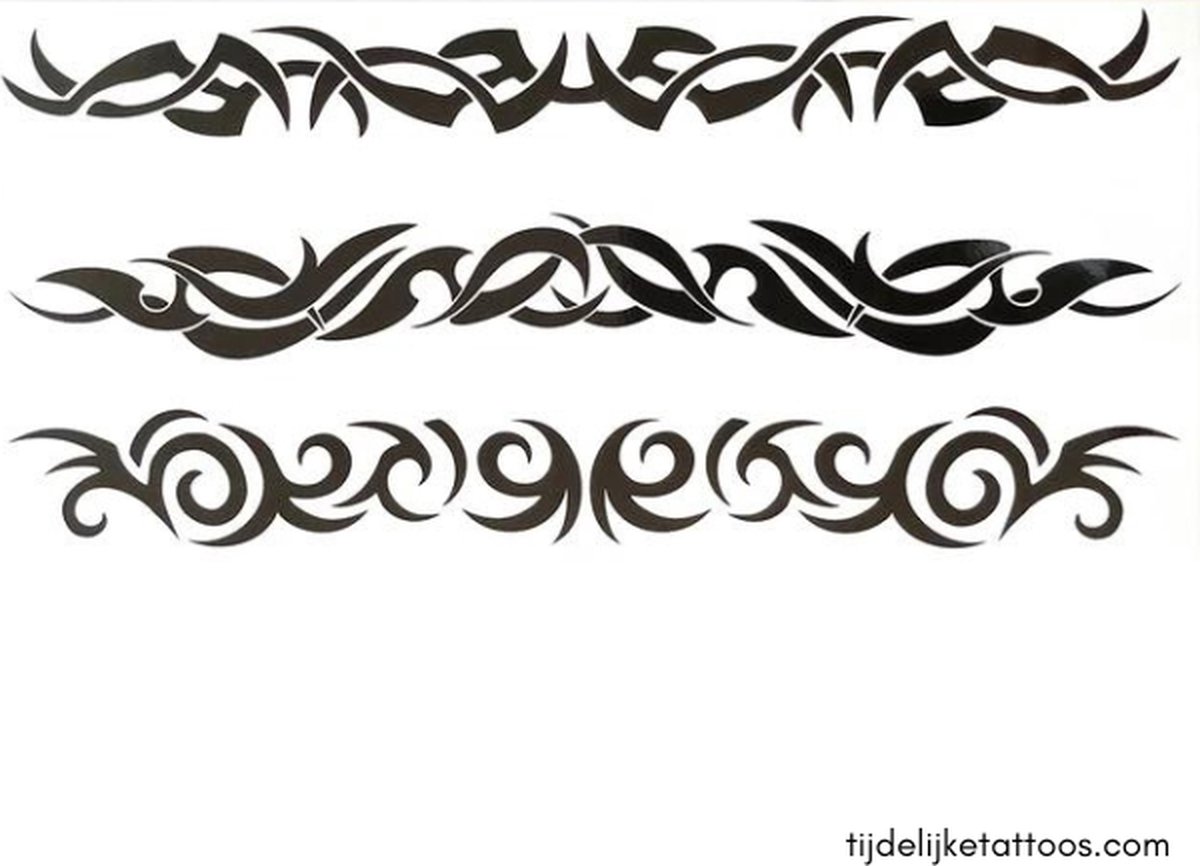 3 stuks Tijdelijke tribal tattoos voor vrouwen - rug tattoo - buik tattoo - borst tattoo - neptattoo - plaktattoo - tramp stamp - bikinilijn tattoo - vector tattoo - verwijderbare tatoeage