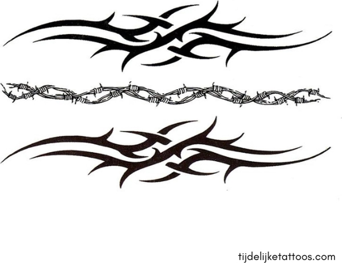 3 tatoeages tribal vector en prikkeldraad - tijdelijke tattoo – neptattoo volwassenen - plak tattoo