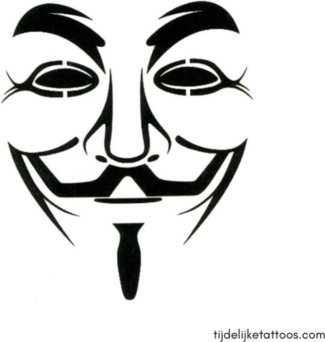 Anonymous mask tattoo - V for Vendetta tattoo - Guy Fawkes mask tattoo - Anonymous hackers - neptattoo volwassenen - tijdelijke tattoo - plak tattoo - verwijderbare tatoeages - nep fake tattoos