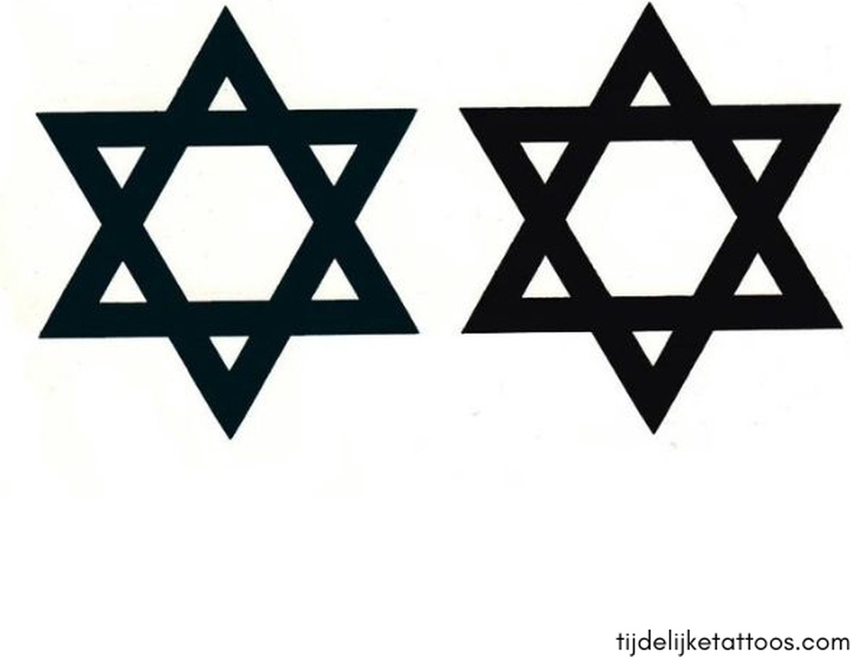 Davidster – hexagram - neptattoo volwassenen - tijdelijke tattoo - plak tattoo