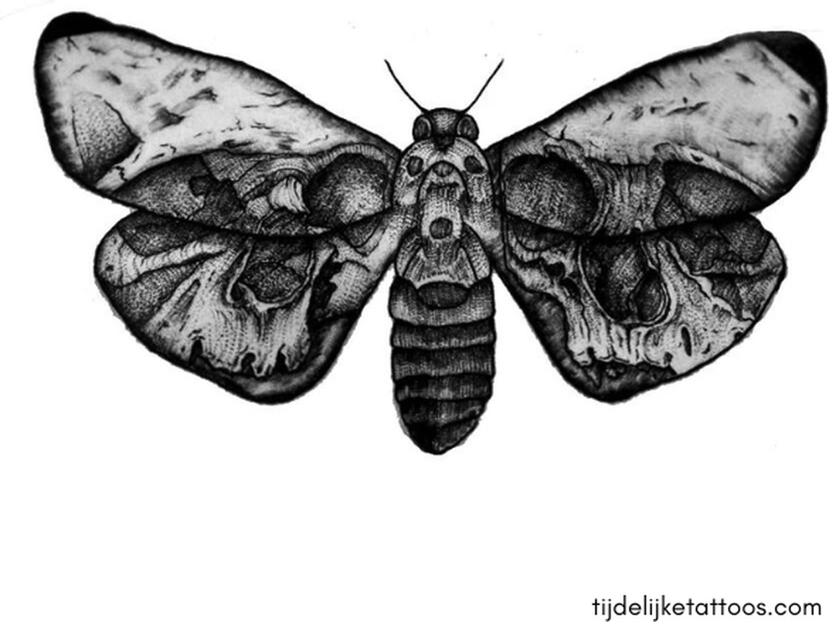 Doodskop Vlinder Silence of the Lambs - Skull Moth Tattoo - tijdelijke tattoo – neptattoo volwassenen - plak tattoo