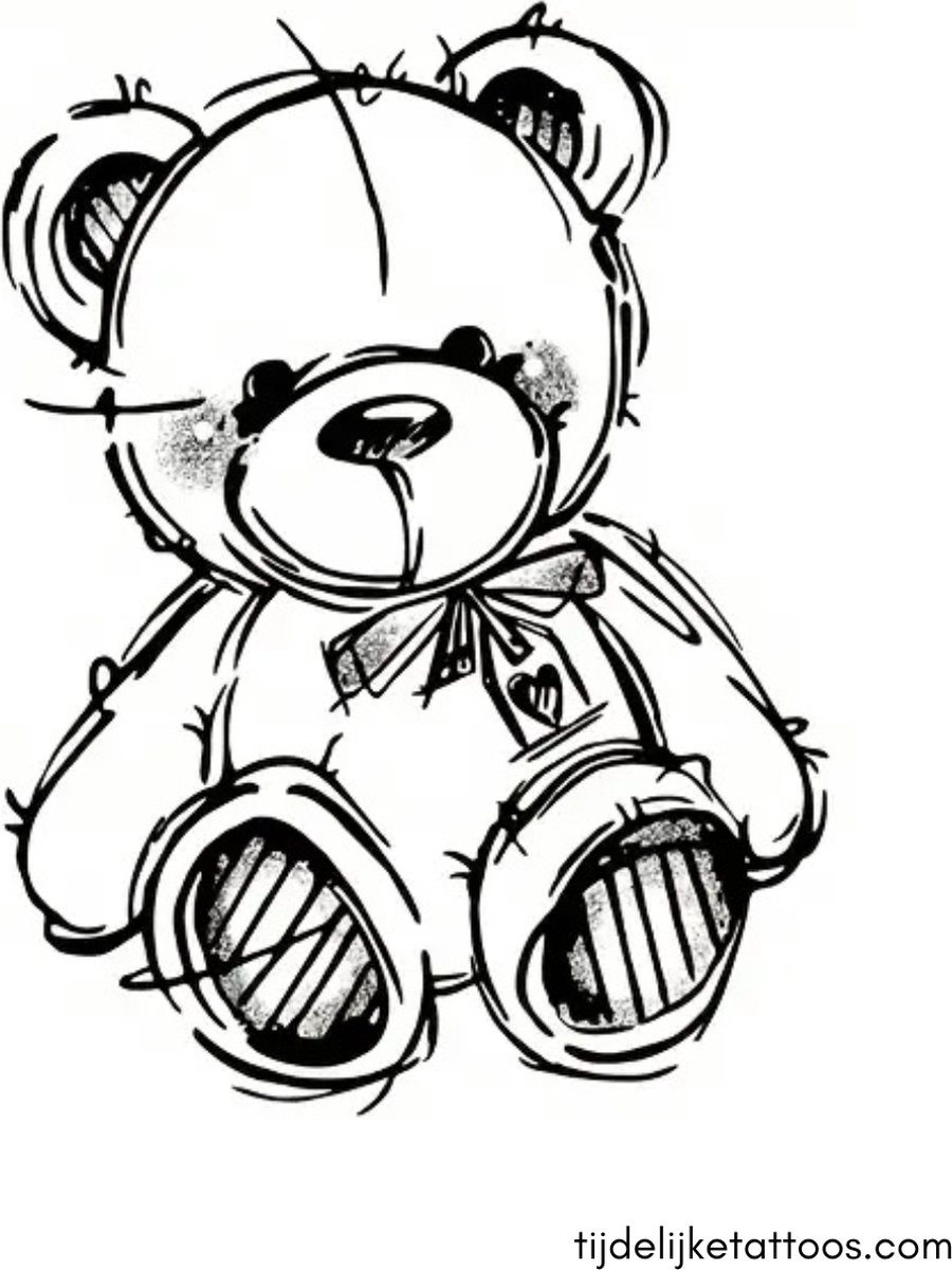 Schattige teddybeer met hartje - neptattoo volwassenen - tijdelijke tattoo - tattoo vrouwen - plak tattoo - temporary tattoo cute teddy bear with heart - nep fake tattoos
