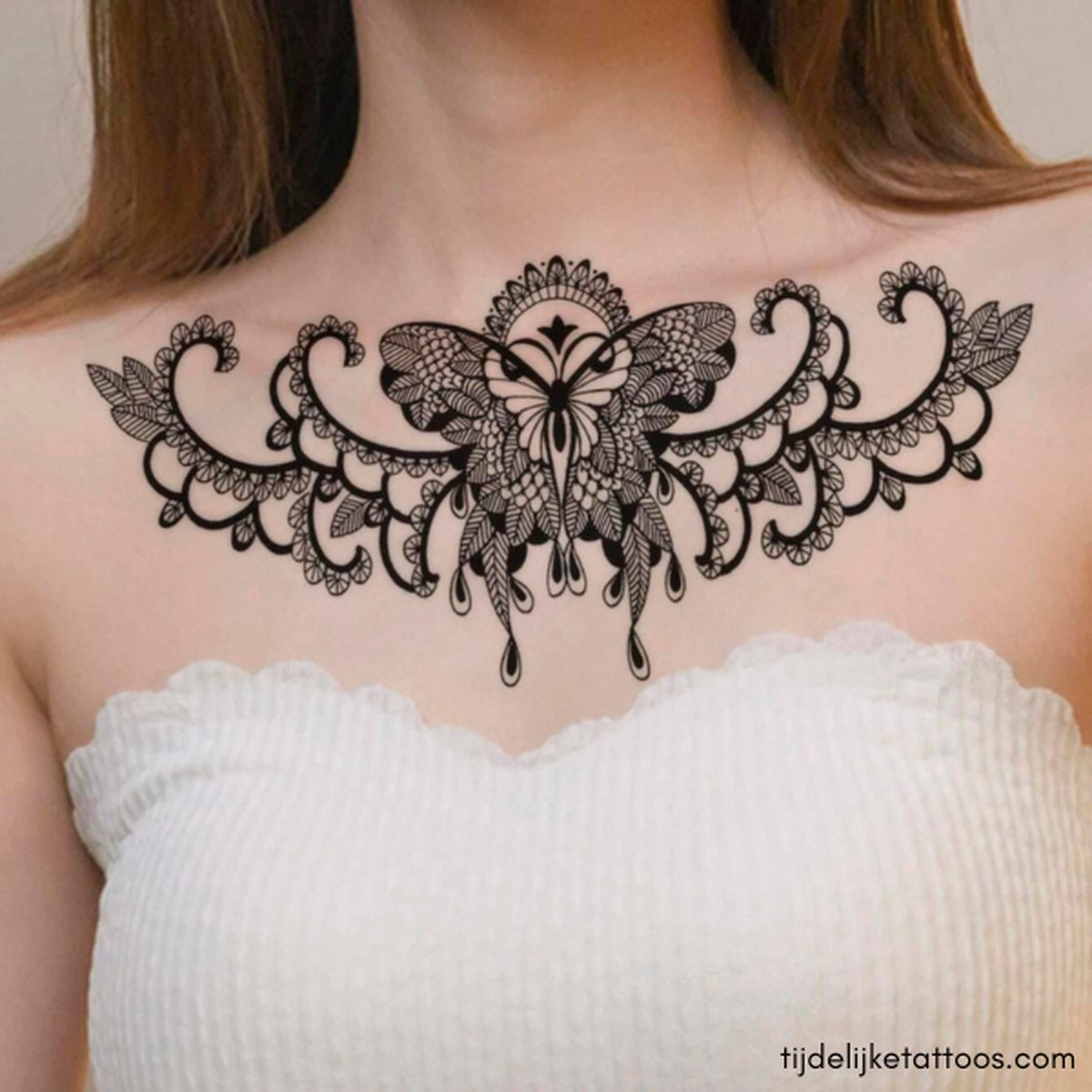 Sexy neptattoo vrouwen voor rug of borst - tijdelijke tattoo lichaamsversiering - fake tattoo - nep tattoo - verwijderbare tattoo - sticker tattoo