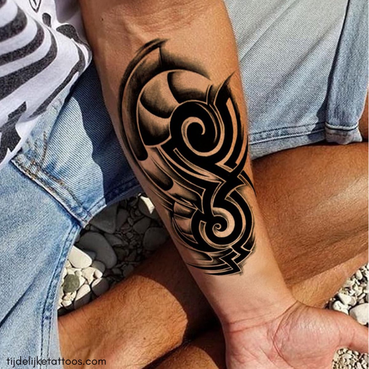 Tribal Arm Sleeve Tattoo - neptattoo volwassenen - tijdelijke tattoo - plak tattoo sleeve - temporary tattoo - nep fake tatoeage