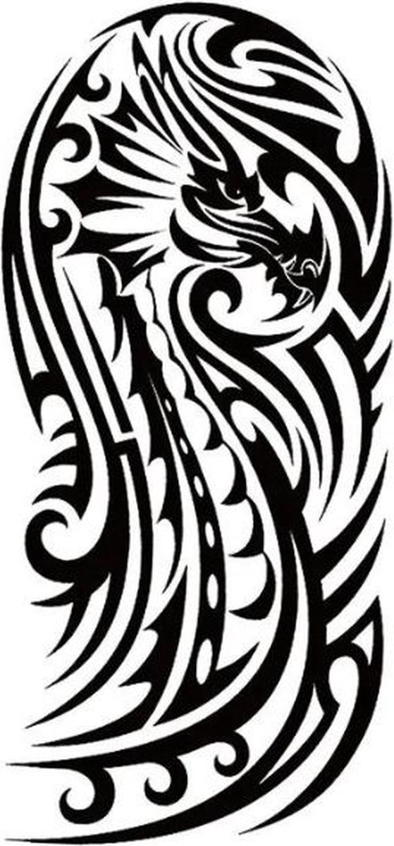 Tribal Draak Tattoo - Tribal Dragon Tattoo - tijdelijke tattoo – neptattoo volwassenen - plak tattoo