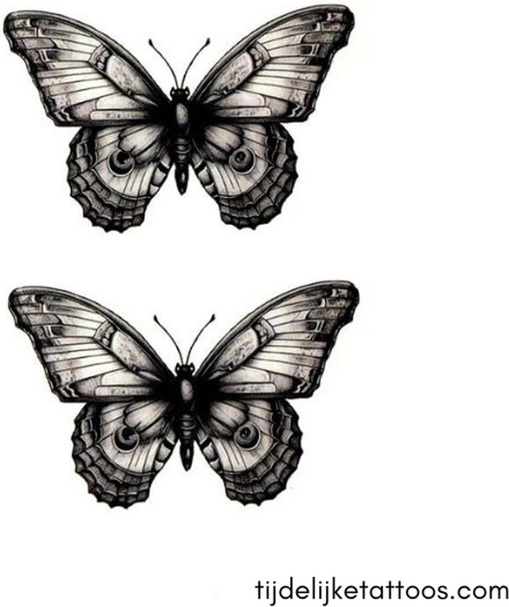 Twee zwarte vlinders - neptattoo volwassenen - tijdelijke tattoo - plak tattoo