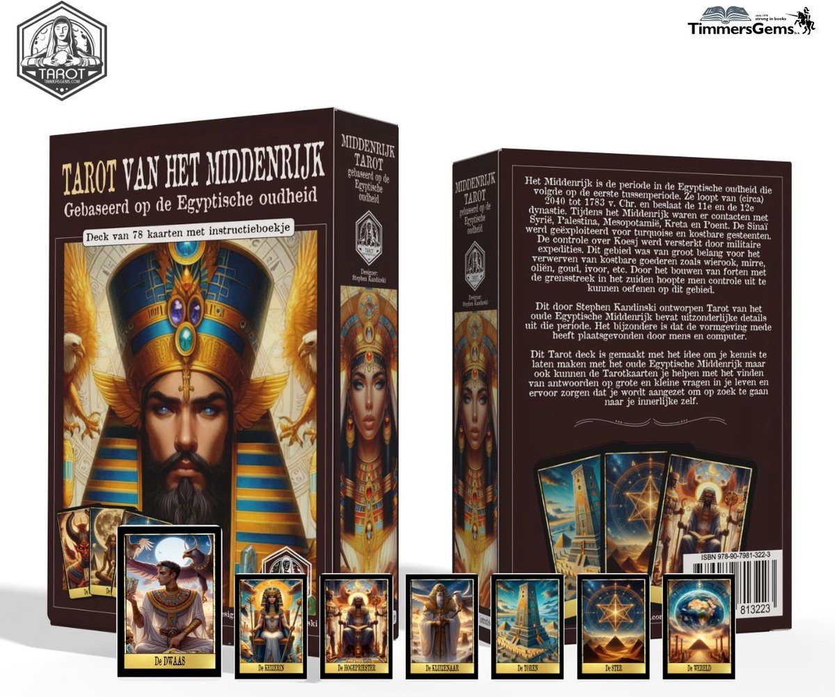 Tarot van het middenrijk - Gebaseerd op de Egyptische oudheid - Deck van 78 tarotkaarten met instructieboekje