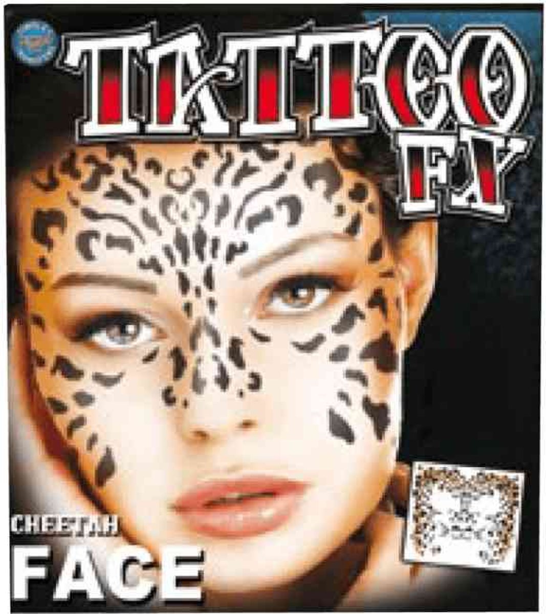   Gezicht Tattoo Cheetah Zwart/Oranje