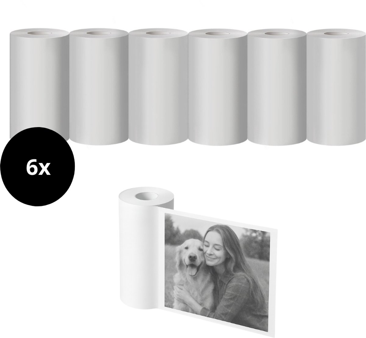   - 6x Printrollen voor Kindercamera (57 x 30 mm) - Papierrollen - Pocketprinter Papier - Printpapier - Printrollen - Navulverpakking - Thermisch Papier - Wit