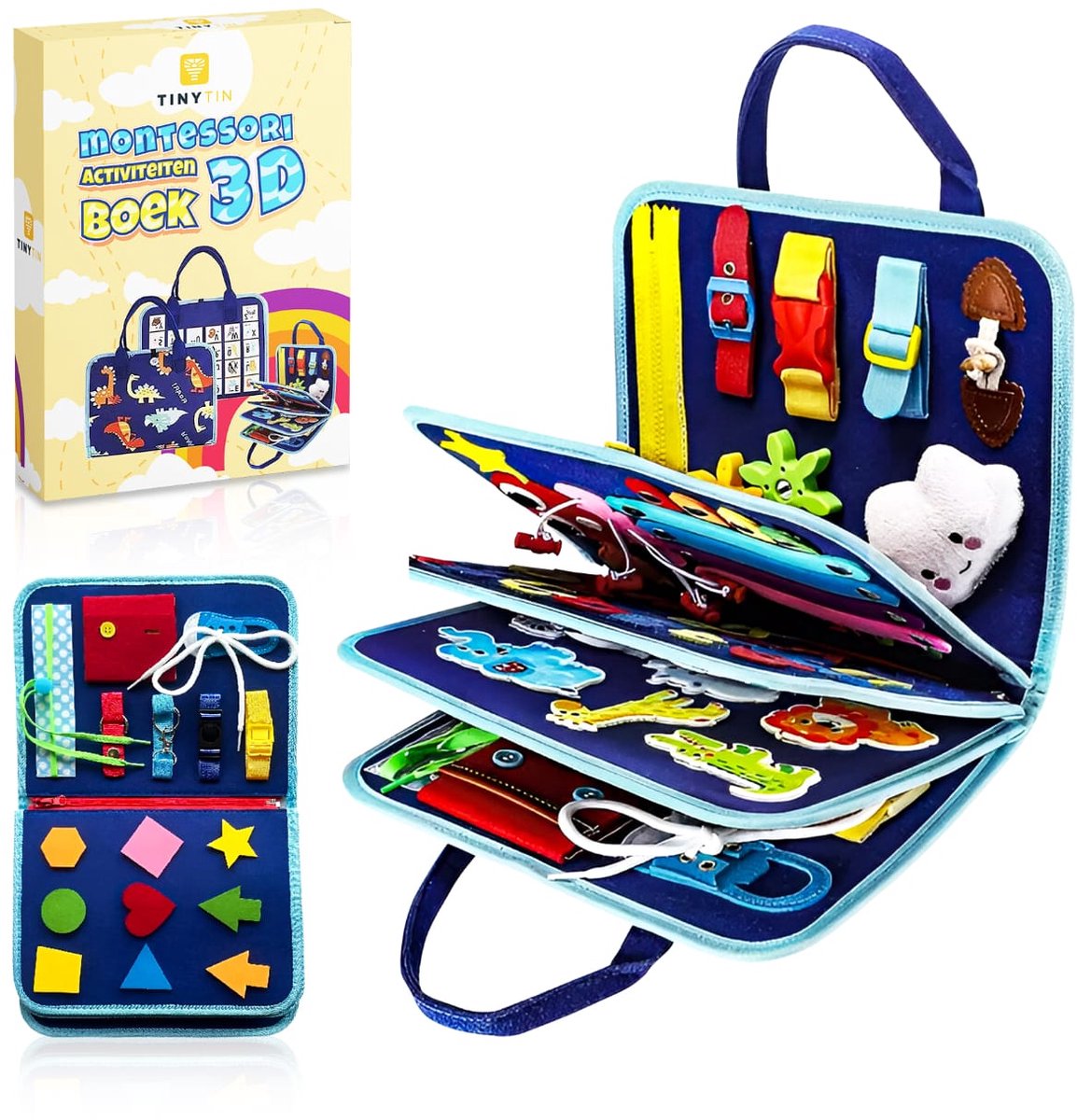TinyTin - Montessori Activiteiten Boek Pro - Busy Board - Nederlandse - Trendy - Vaardigheden Kinderen - Educatief Spel - Motoriek Map - Activiteitenbord - Sensorisch Speelgoed - Motoriek Map - Educatieve Speelgoed