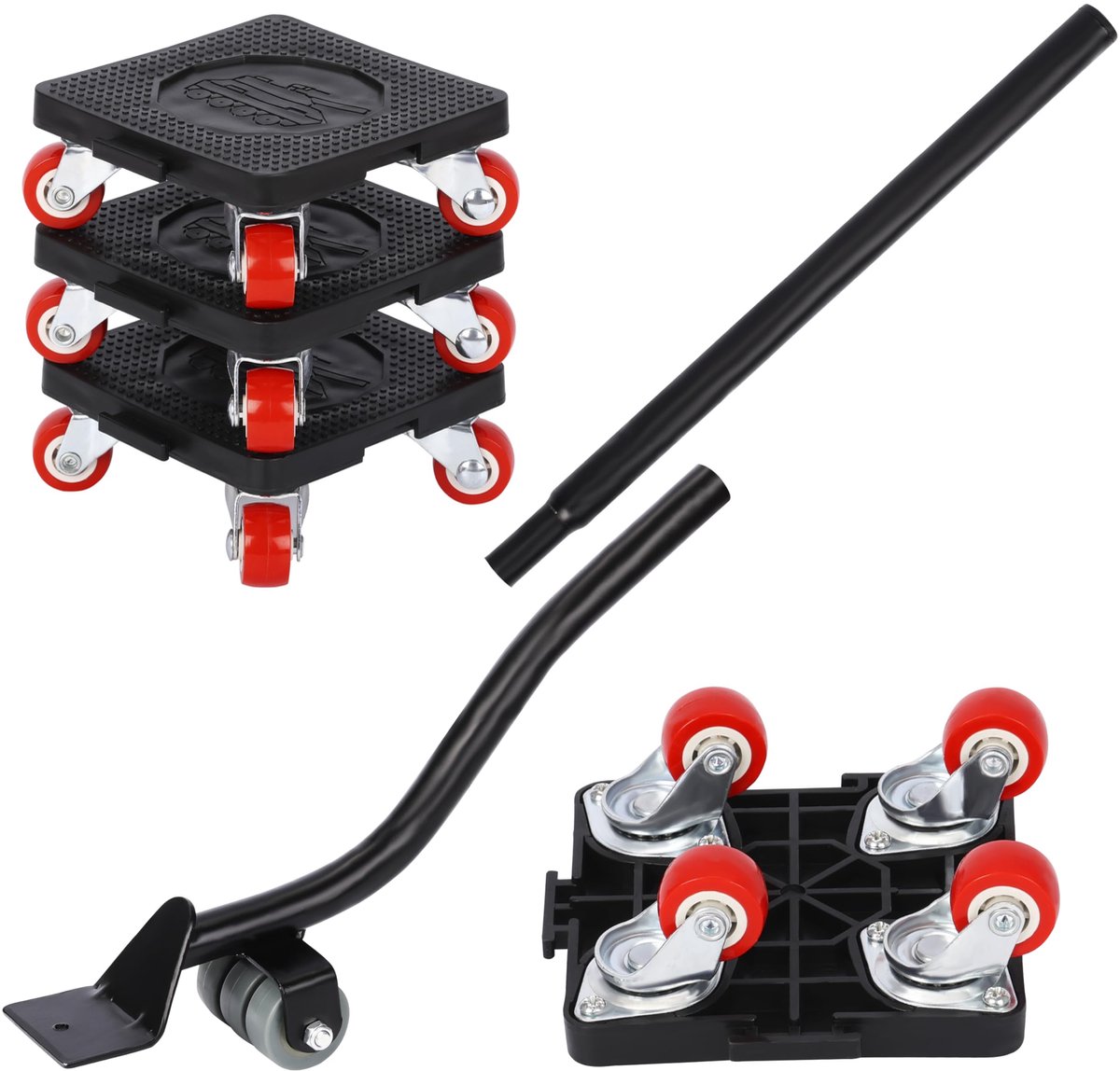 Belle Vous (4 Pack) Heavy Duty Furniture Moving Dolly Wheels with Lifter Tool - 400kg/881lbs Capacity Easy Transport Roller Sliders - 360° Rotation