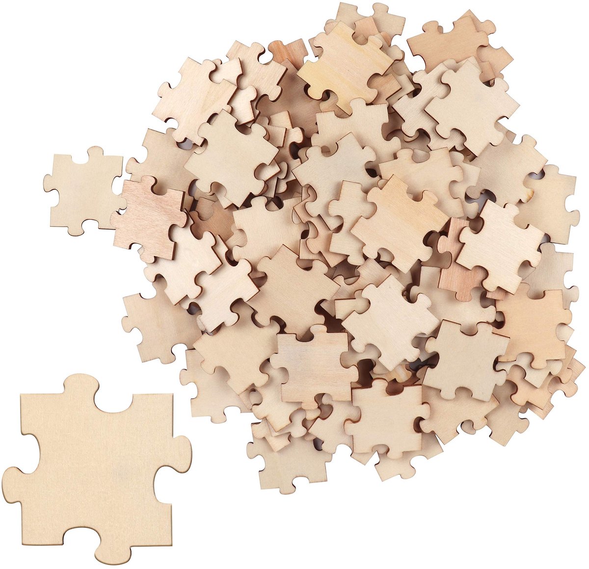 Belle Vous Houten Puzzel Stukjes (100 Pak) – 4,5 x 3,8 cm – Onbewerkt Houten Puzzles Voor Kinderactiviteiten, DIY Kunst en Hobby en Feest Gastenboeken
