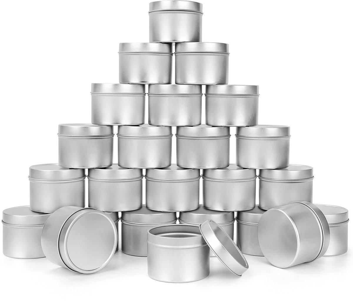 Belle Vous Metalen Kaars Maak Bakjes met Deksels (24 Pak) – 120ml Herbruikbaar Ronde Containers – Mini Opslag Potten Voor DIY Kaarsmaken, Kunsten en Knutselen, Reizen/Kamperen, Feesten en Meer