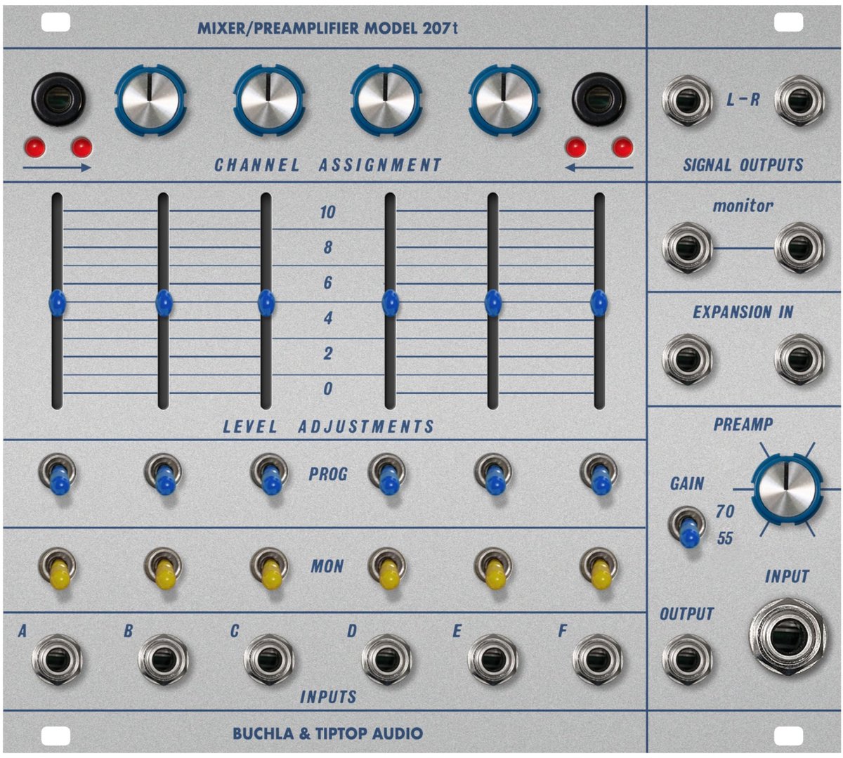 Tiptop Audio Model 207t Mixer / Preamp - Mixer modular synthesizer