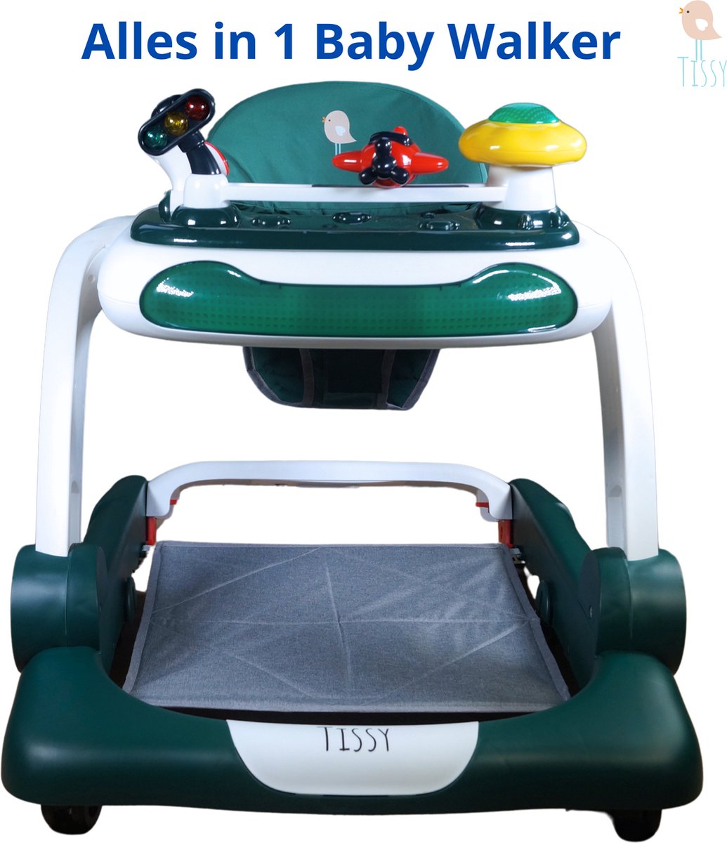  ® Babywalker - Alles in 1 - Luxe Loopstoel - Loopstoel - Baby Loopwagen - Leren Lopen -   - Baby Walker - Voetenmat - Speelset - Muziek - Groen - Cadeau