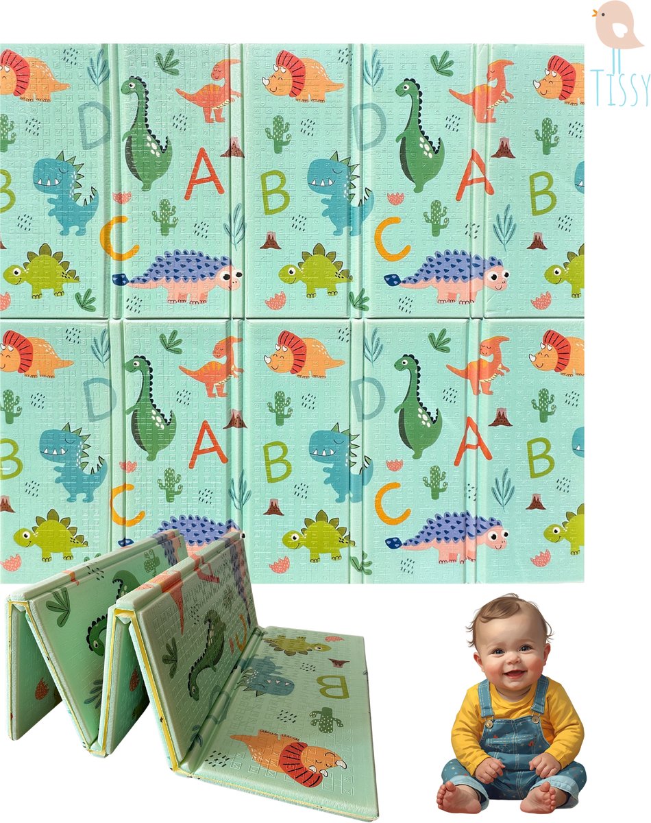 Tissy® Ovouwbare Baby Speelmat - DUBBELZIJDIG Speelkleed incl. opbergtas - EXTRA DIK - 180x200x1,5cm - Speelkleed - Dubbelzijdig