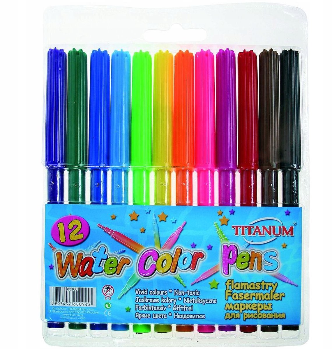 Titanium Stiften Set - 12 Levendige Kleuren, Wasbaar