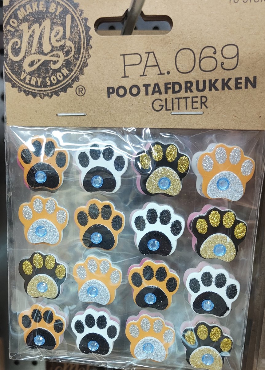 Glitter pootafdrukken - pootafdrukken glitter - pootafdruk stickers - stickers voetjes - stickers pootjes - 16 stuks