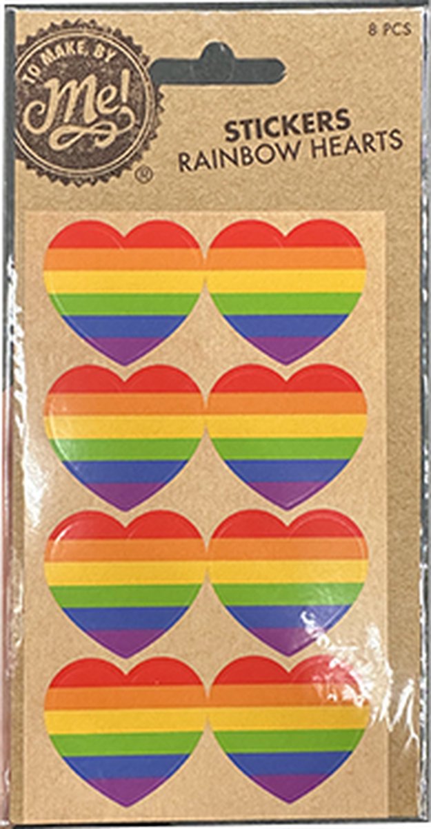 To Make By Me Rainbow Stickers - Hobbydecoratie - 8 stuks - Hartjes - Regenboog kleuren