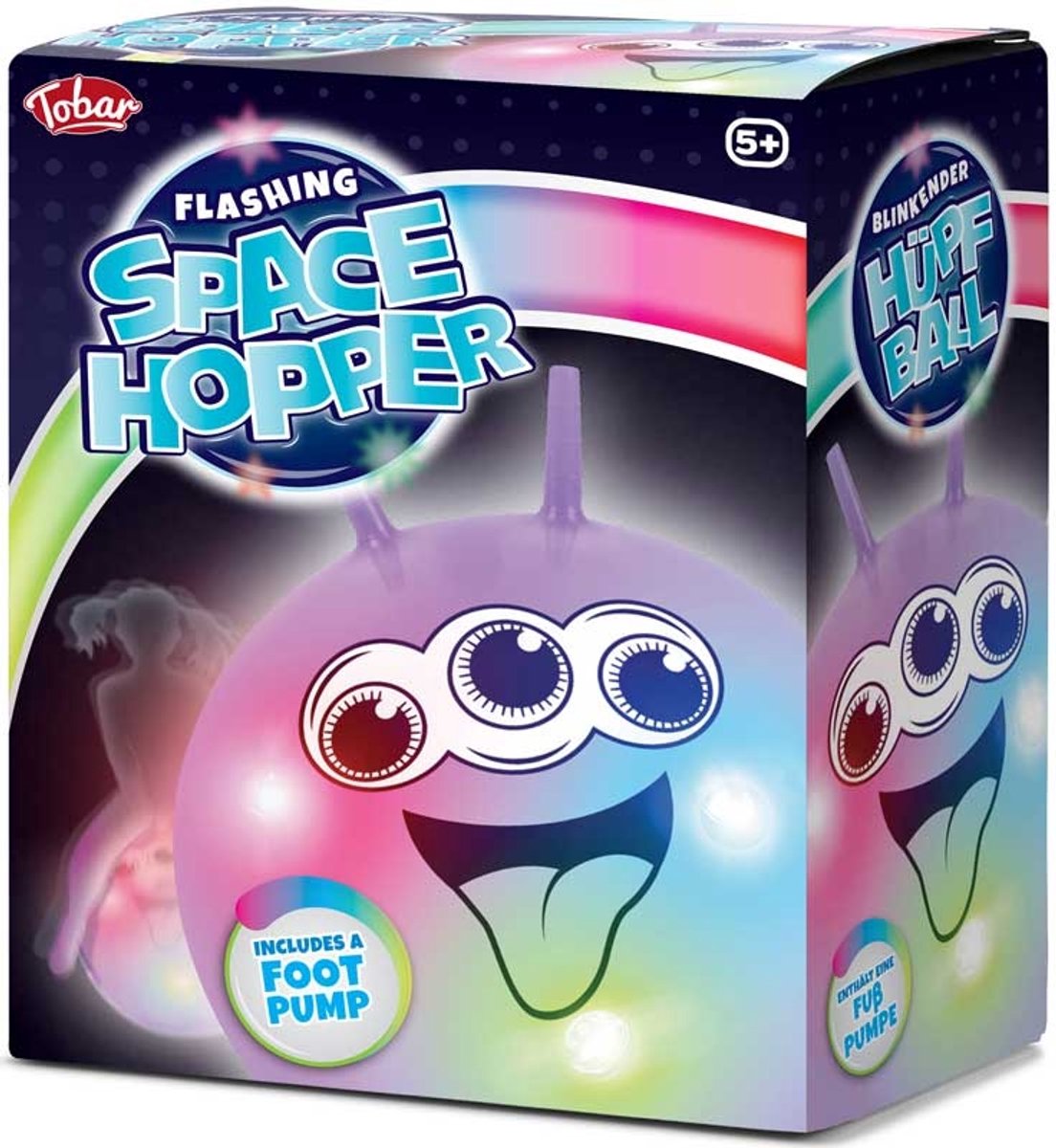 Tobar space hopper speelgoed met licht - multicolor springbal.