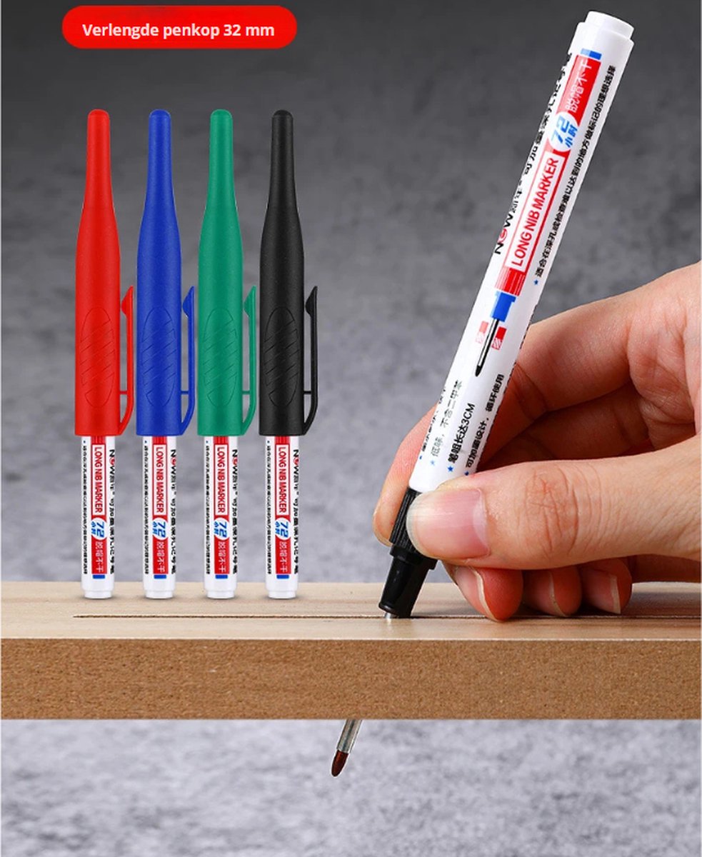 Markeer pen - 32 mm Diep Gat Lange Puntkop Marker - Waterdichte Perforeerpen voor Metaal, Houtbewerking en Decoratie - groen - 1x