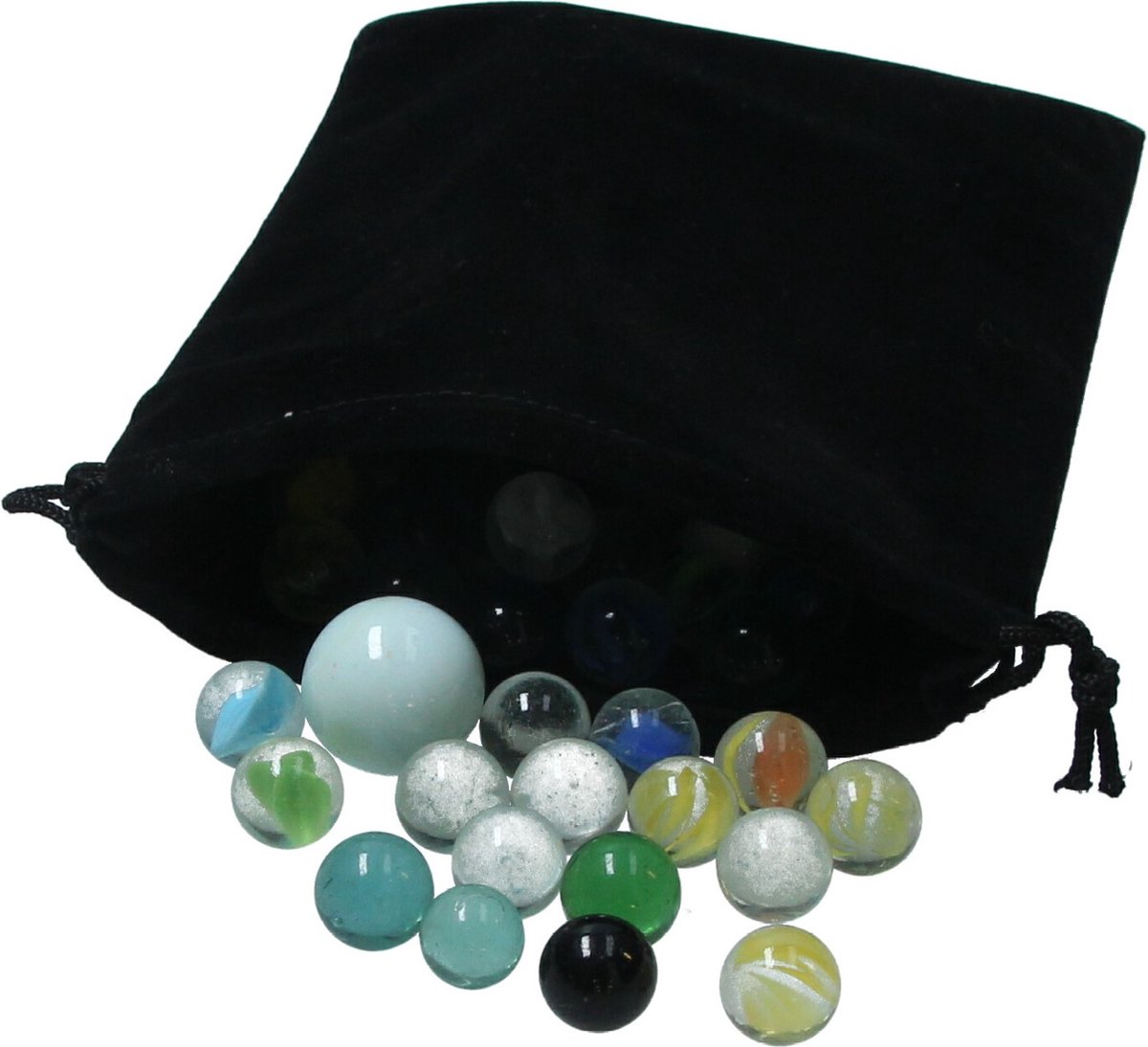 1 pond knikkers bonken in een zakje - 4 verschillende formaten - knikkeren - buitenspeelgoed