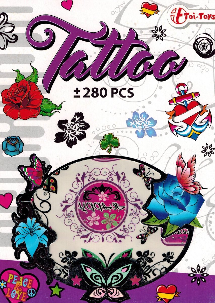 Plaktattoos voor Kinderen - Paars - 280 Delig