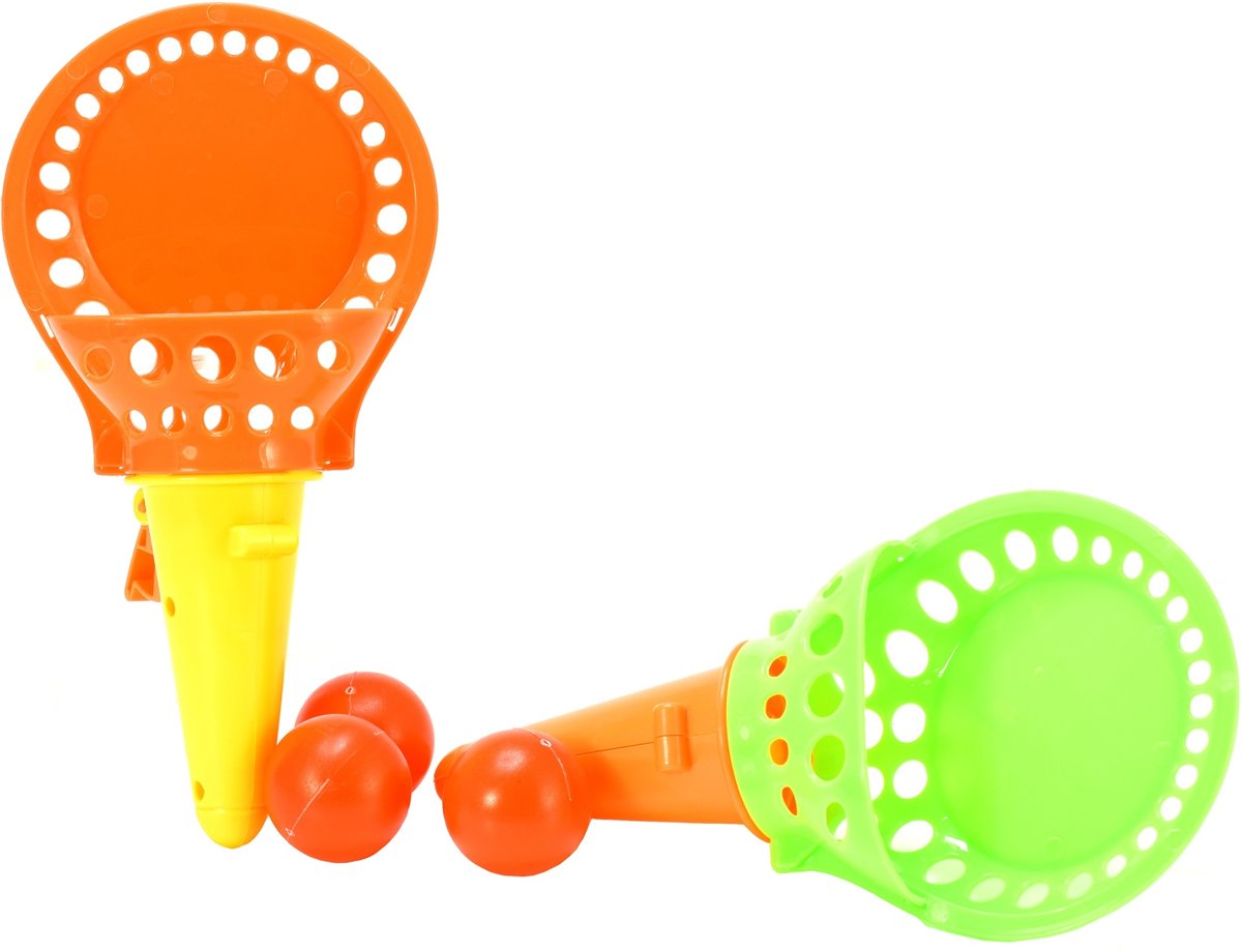 Toi-Toys Balspel met 3 ballen oranje / geel 18 cm - Buiten Water Speelgoed