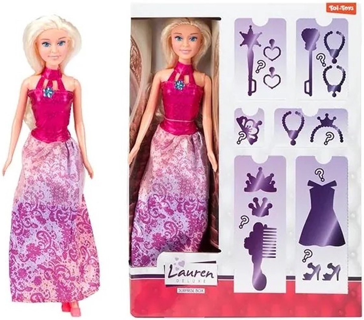 Lauren Tienerpop Blond Haar Roze Jurk Verrassingset