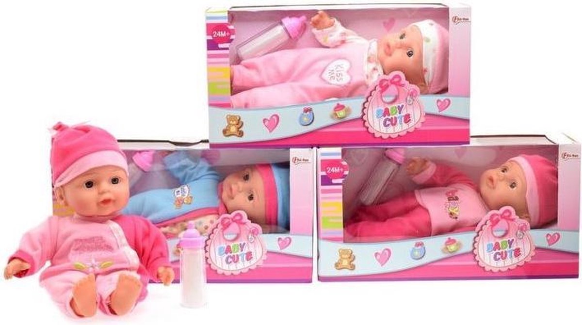 Liggende pop met flesje 30 cm