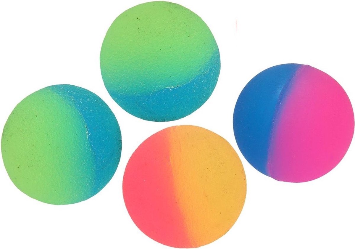 Stuiterbal frosted regenboog - 32mm - set van 4 - funcadeau schoencadeau - kerst cadeau tip