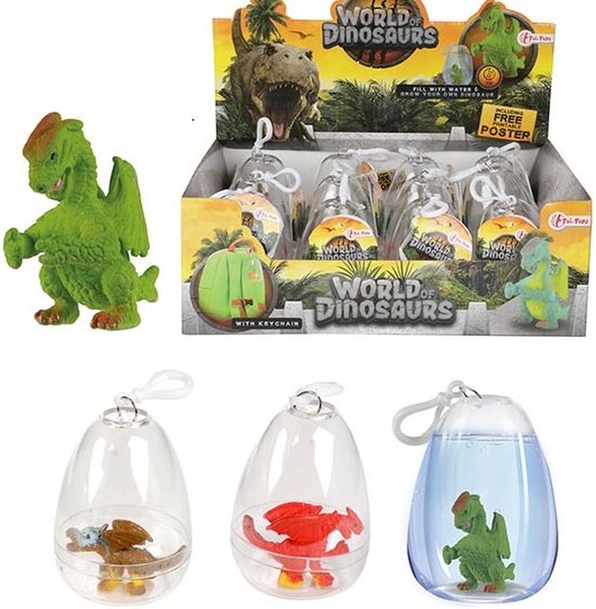 Toi Toys World of Dinosaurs Groeidino in ei sleutelhanger